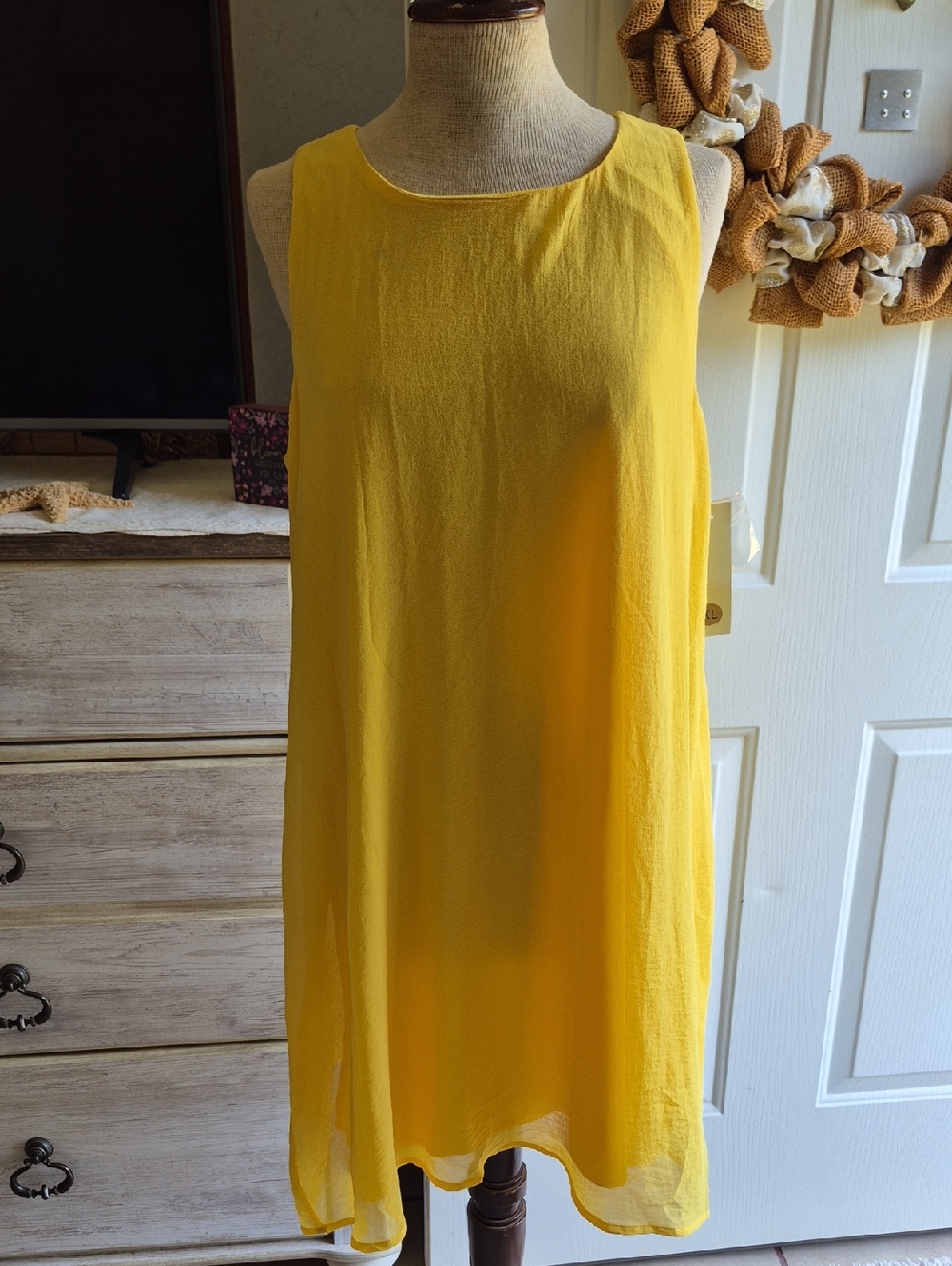 Tacera Bright Yellow Sleeveless Dress